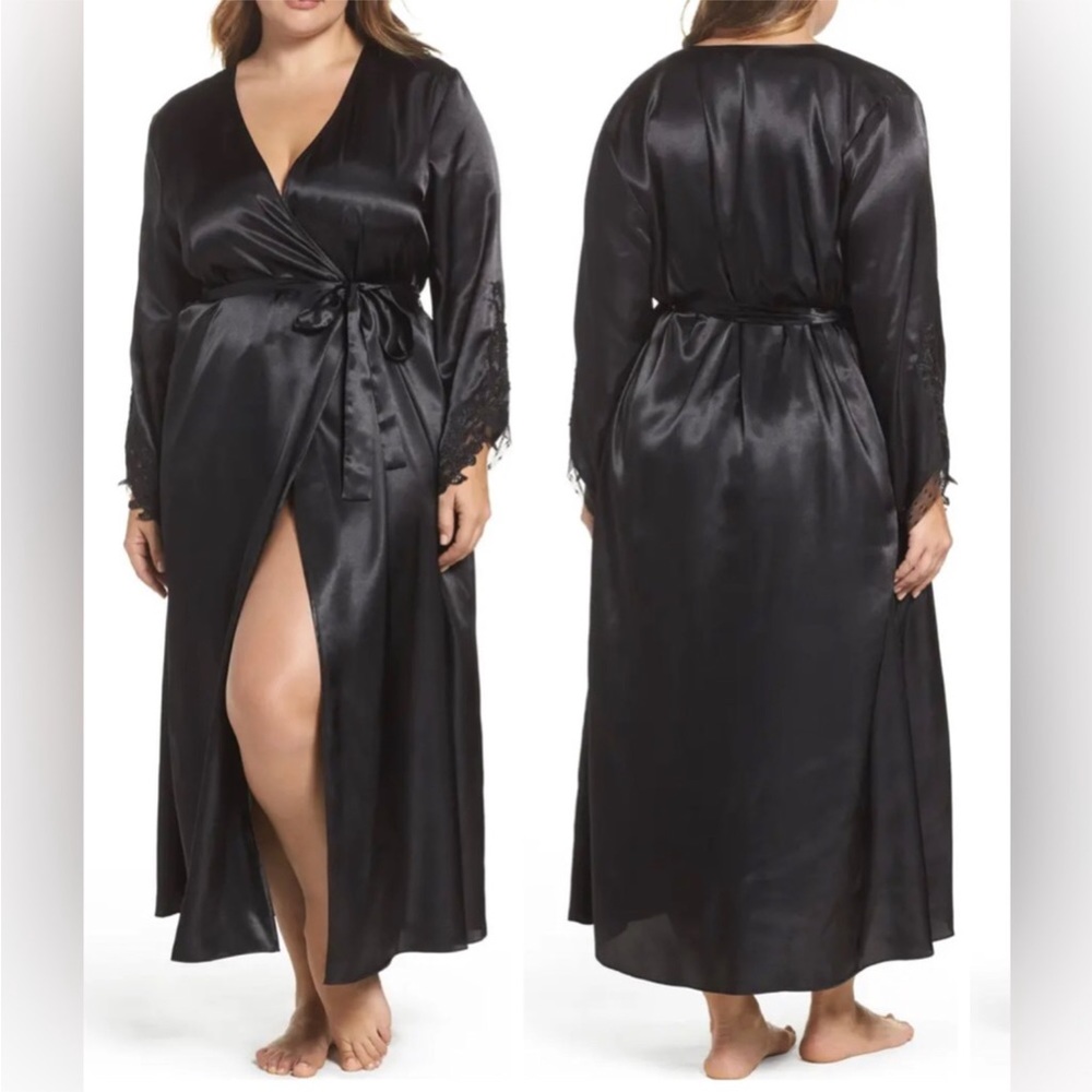 Flora Women’s Black Slinky Long Robe 55”Length OSFA